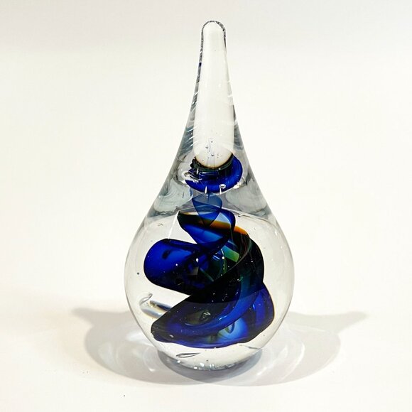 Marian Pyrcak Teardrop Glass Paperweight Signed Polish Studio Art Glass 5.5" - Picture 9 of 9